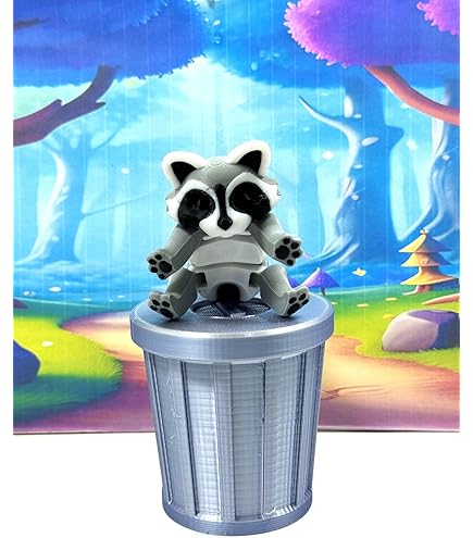 Amazon.com: Articulated Multi Color Racoon with Trash Can